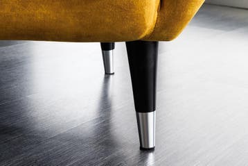 Retro Design Fauteuil DON Mosterdgeel Fluweel Lente Zilveren, Ophalen of Verzenden, Nieuw