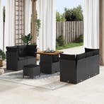 vidaXL Tuin Sofa Set 8 pcs Zwart Poly riet en gepoedercoat, Tuin en Terras, Verzenden, Nieuw, Rotan, 8 zitplaatsen