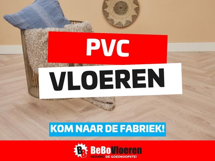 Beige visgraat plak-PVC vanaf €7,98 - FABRIEKSLEEGVERKOOP, Huis en Inrichting, Stoffering | Vloerbedekking, Beige, Bruin, Crème