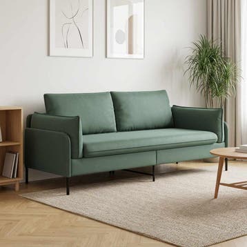 vidaXL 3-Zits Bank 3-zits Zeegroen 222 x 81 x 89 cm fluweel, Huis en Inrichting, Verzenden, Stof, 200 tot 250 cm, Driepersoons