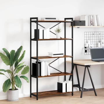 vidaXL Boekenkast 80 x 30 x 155 cm Bewerkt hout Gerookt, Huis en Inrichting, Kasten | Boekenkasten, Minder dan 50 cm, Verzenden