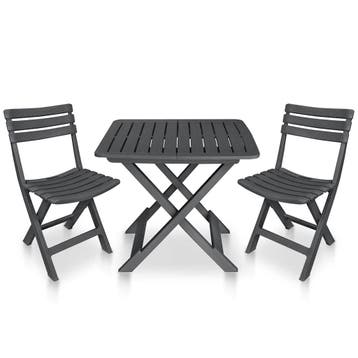 vidaXL 3-delige Bistroset inklapbaar kunststof antraciet, Tuin en Terras, Verzenden, Nieuw, Textileen, 3 zitplaatsen