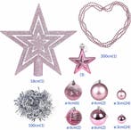 Kerstboom decoraties - Set van 66 - roze (Kerst artikelen), Diversen, Kerst, Verzenden, Nieuw