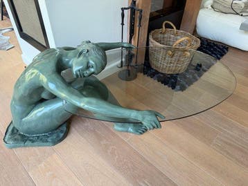 Salontafel - Glas, Brons - Bronzen salontafel