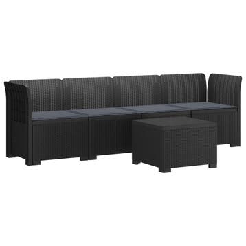 vidaXL 4-Persoons Tuin Sofa met Kussens Rieten Look PP, Verzenden, Nieuw