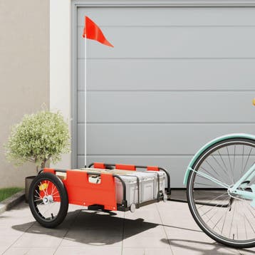 vidaXL Fietstrailer oxford stof en ijzer oranje, Fietsen en Brommers, Verzenden, Nieuw