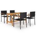 vidaXL 5-delige Tuinset zwart, 5 zitplaatsen, Nieuw, Tuinset, Verzenden