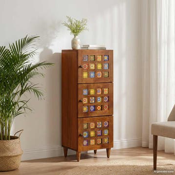 vidaXL Hoge kast Walnotenhout 40 x 33 x 110 cm Massief Mango, Verzenden, Nieuw