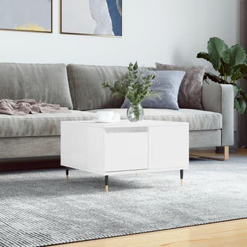 vidaXL Salontafel 55x55x36,5 cm bewerkt hout hoogglans wit, 50 tot 100 cm, Verzenden, Nieuw, 50 tot 100 cm