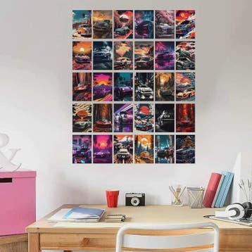 30-Delige Retro Auto Wall Collage Kit - Trendy Prints voor T, Verzenden, Gelopen