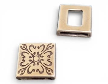 1 x Jolie leerschuiver vierkant ornament 18 x 18 x 6 mm –., Ophalen of Verzenden, Nieuw, Kraal