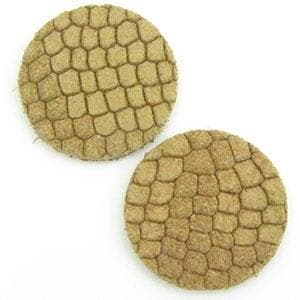 15 x DQ Suede Cabochon 7mm reptiel Oker (Cabochons en camée, Ophalen of Verzenden, Nieuw, Overige typen