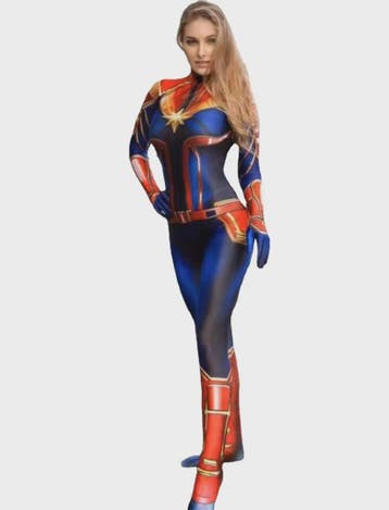 Captain Marvel GeÃ¯nspireerd Cosplay Kostuum Bodysuit voor D, Verzenden, Nieuw