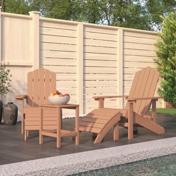 vidaXL Tuinstoelen Adirondack met voetenbank en tafel HDPE, Verzenden, Nieuw