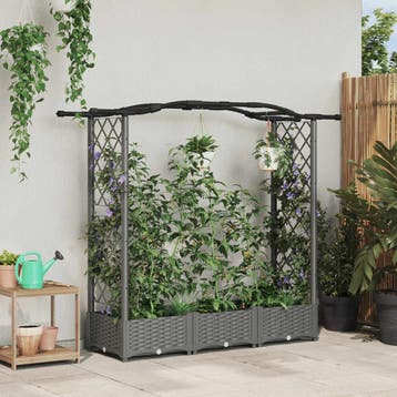 vidaXL Verhoogd Bed met Trellis en Dak Lichtgrijs 169 x 40 x, Verzenden, Nieuw, Minder dan 60 cm, 60 cm of meer