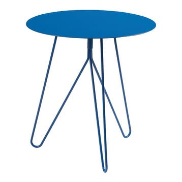 Bijzettafel Nopimi rond metaal 45x43 cm blauw mat [en.casa], Verzenden, Nieuw