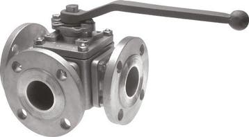 Flenskogelkraan 3-weg T4-poort DN40 PN16 RVS, Verzenden, Nieuw