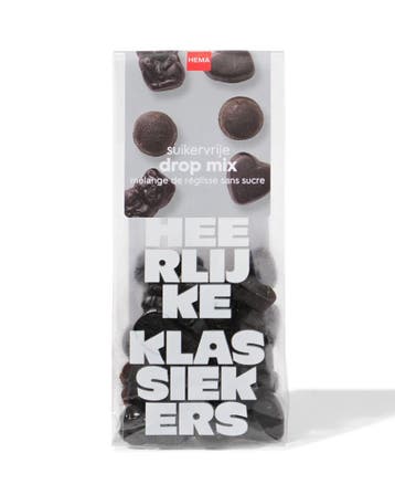 HEMA Suikervrije drop mix 110g 2 voor 3.99 ; met je HEMA pas, Verzenden