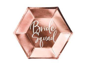 Feestborden Bride Squad Rose Goud - 6 stuks, Ophalen of Verzenden, Nieuw