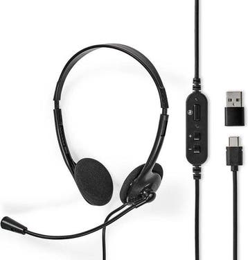 Nedis PC-Headset - On-Ear - Stereo - USB Type-A / USB Type-C, Verzenden, Nieuw