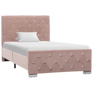 Eenpersoonsbed Roze Fluweel | Tweedekansje | OP=OP, Gebruikt, 90 cm, Klassiek, Ophalen of Verzenden