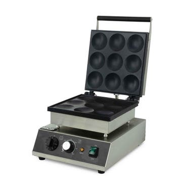 HCB Wafelijzer - poffertjes - 9st - 230V - RVS, Verzenden, Nieuw in verpakking, Fornuis, Frituur en Grillen
