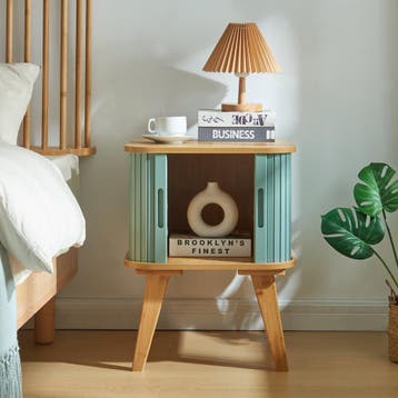 Bijzettafel Tysvær 58,5x45x45 cm naturel en blauw [en.casa], Huis en Inrichting, Verzenden, Nieuw