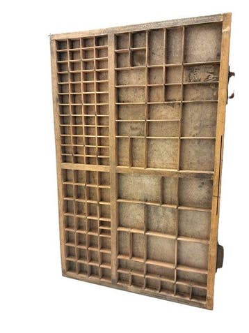 Vitrinekast - Printers tra - Hout - 83x 53 cm