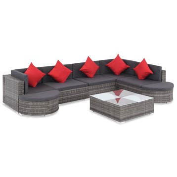 vidaXL 8-delige Loungeset met kussens poly rattan grijs, Nieuw, 8 zitplaatsen, Loungeset, Verzenden