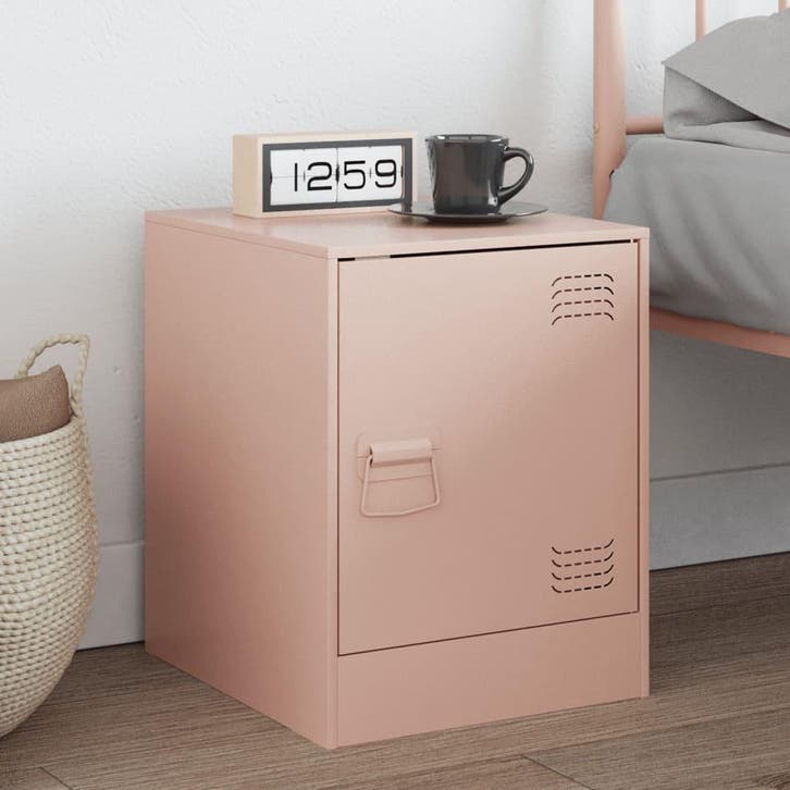 vidaXL Nachtkastje 34,5x39x44 cm staal roze, Huis en Inrichting, Slaapkamer | Nachtkastjes, Nieuw, Metaal of Aluminium, Verzenden