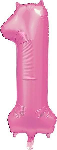 Folie Ballon Cijfer 1 Satin Roze 86 cm, Verzenden, Nieuw, Feestartikel, Verjaardag