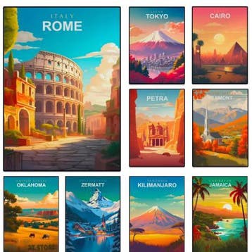 Wereld Steden Canvas Poster Reis Landmarks Decor, Verzenden, Nieuw