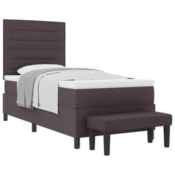 vidaXL Boxspringbed met hoofdeinde Donkerbruin 90 x 190 cm, Eenpersoons, Bruin, Verzenden, Nieuw