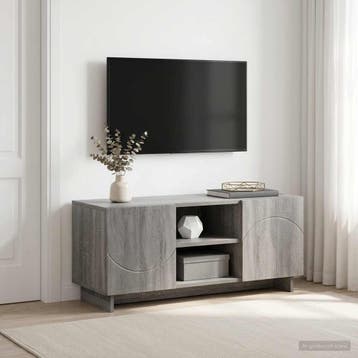 vidaXL TV-standaard 90 x 34,5 x 40 cm Grijs Sonoma Bewerkt, Verzenden, Nieuw, 50 tot 100 cm, Minder dan 100 cm