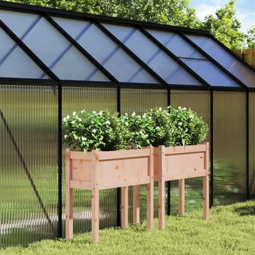 vidaXL Plantenbakken met poten 2 st massief douglashout, Verzenden, Nieuw, Minder dan 60 cm, 60 cm of meer