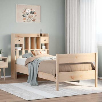vidaXL Bed met boekenkast zonder matras massief grenenhout, Eenpersoons, Bruin, Verzenden, Nieuw