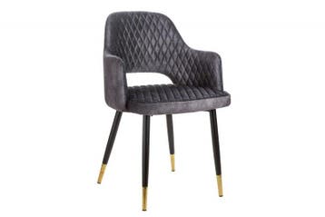 Elegante stoel PARIS grijs fluweel decoratief quilten en, Huis en Inrichting, Stoelen, Ophalen of Verzenden, Nieuw