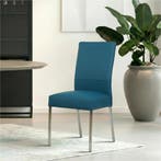 Set van 8 Leren eetkamerstoelen Real - Hermes Turquoise, Huis en Inrichting, Stoelen, Ophalen of Verzenden, Nieuw, Leer