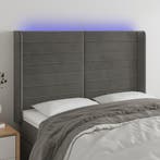vidaXL Hoofdbord LED 147x16x118/128 cm fluweel donkergrijs, Verzenden, Nieuw, Grijs, Stof