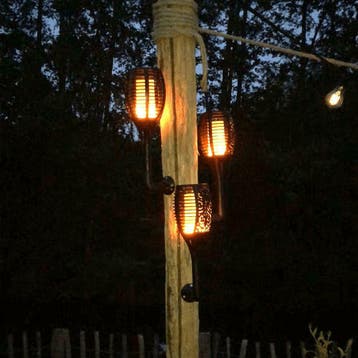 Solarlamp Fakkel met bewegende vlam - tuinfakkel Warm Wit, Kunststof, Verzenden, Minder dan 50 watt, Staande lamp