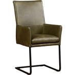 Set van 6 Leren eetkamerstoelen Ruler - Granada Moss, Huis en Inrichting, Stoelen, Ophalen of Verzenden, Nieuw, Leer