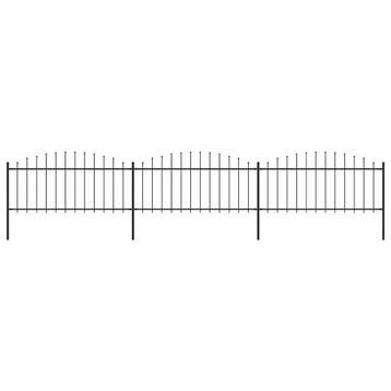 vidaXL Tuinhek met speerpunt staal 504x75 cm zwart, Verzenden, Nieuw, IJzer, Minder dan 1 meter