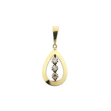 Gouden hanger met diamanten; 0,30 ct. (Hanger of bedel), Sieraden, Tassen en Uiterlijk, Bedels, Ophalen of Verzenden, Gebruikt