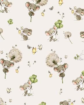 Poplin Katoen Kleine Muisjes Ecru, Nieuw, Overige kleuren
