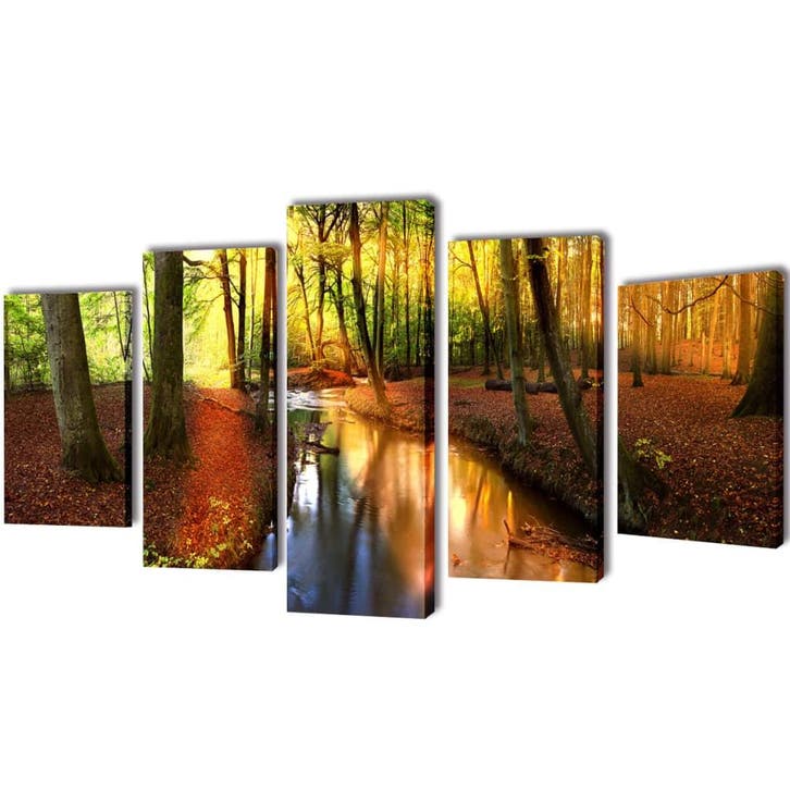 vidaXL Wandprintset bos 200 x 100 cm, Huis en Inrichting, Woonaccessoires | Schilderijen, Tekeningen en Foto's, Nieuw, Verzenden