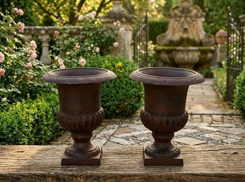 Bloempot (2) - Gietijzer - Franse vaas