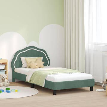 vidaXL Bedframe voor kinderen met hoofdbord Zeegroen 80 x, Verzenden, Nieuw, Groen, Stof