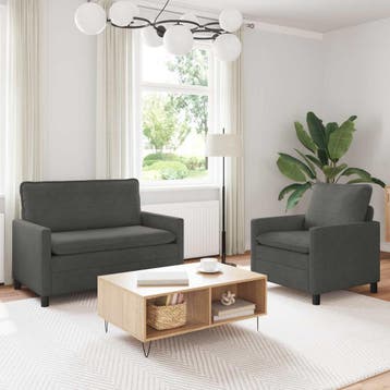vidaXL Bankstel 2 st Donkergrijs Stof, Verzenden, Nieuw, Stof, Minder dan 150 cm