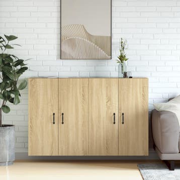 vidaXL Hangkasten 2 st bewerkt hout sonoma eikenkleurig, Minder dan 50 cm, Verzenden, Nieuw, Minder dan 100 cm