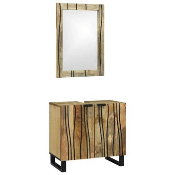vidaXL Badkamerkastenset 2 st Naturel Massief Mango Hout, Huis en Inrichting, Badkamer | Badkamermeubels, Verzenden, Nieuw, Overige typen